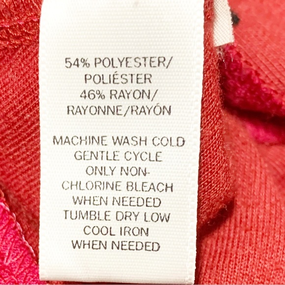 Ann Taylor LOFT Round Neck Jersey Knit Long Sleeve Dress  Ruffled Hem Raspberry - Picture 9 of 10